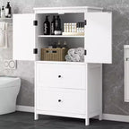 GDFStudio Joyce Meuble Colonne de Rangement Haut de Salle de Bain Moderne en Bois avec Étagère Réglable et 2 Tiroirs