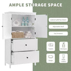 GDFStudio Joyce Meuble Colonne de Rangement Haut de Salle de Bain Moderne en Bois avec Étagère Réglable et 2 Tiroirs