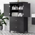 GDFStudio Joyce Modern Wood Tall Freestanding Bathroom Storage Cabinet with Adjustable Shelf and 2 Drawers