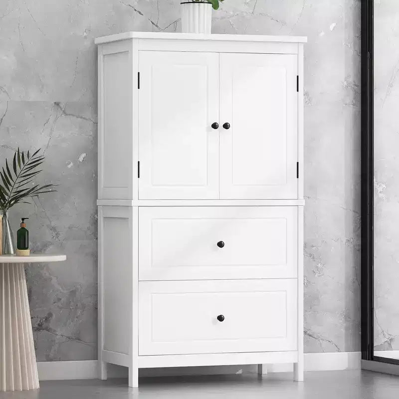 GDFStudio Joyce Meuble Colonne de Rangement Haut de Salle de Bain Moderne en Bois avec Étagère Réglable et 2 Tiroirs