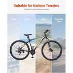 29 Inch Mountain Bike with Front Suspension, 21-Speed Aluminum Frame with Dual Disc Brakes