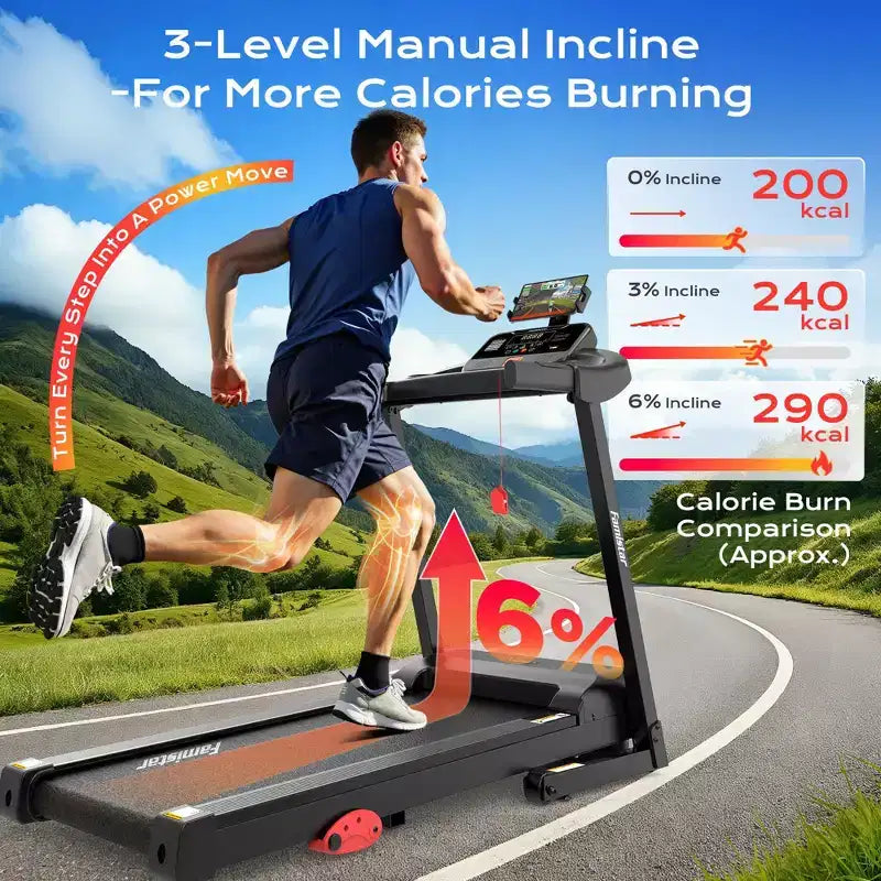 3.15HP Electric Treadmill 300 lbs Capacity, Treadmill with Incline, Tablet holder for Home, Treadmill, APP Controlled, Shock Absorption