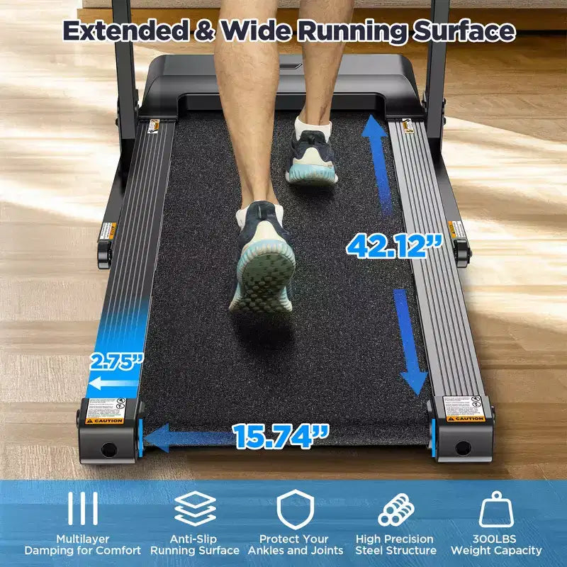 Tapis de course pliable 3,7 CV en liquidation pour la maison avec contrôle via application, capacité de 136 kg, inclinaison réglable, 71 programmes, tapis de course électrique