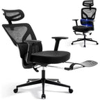 Chaise de bureau ergonomique en maille avec dossier haut, soutien lombaire et appui-tête réglables, accoudoirs 3D, pivotante à 360°, confortable pour ordinateur