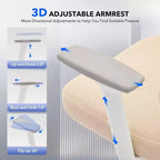 Chaise de bureau ergonomique en maille avec dossier haut, soutien lombaire et appui-tête réglables, accoudoirs 3D, pivotante à 360°, confortable pour ordinateur