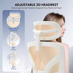 Chaise de bureau ergonomique en maille avec dossier haut, soutien lombaire et appui-tête réglables, accoudoirs 3D, pivotante à 360°, confortable pour ordinateur
