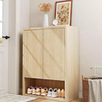 COZONY Multi-Tier Shoe Cabinet w/ Adjustable Shelves & Fluted Doors for Entryway and Hallway