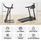 3.5HP Treadmill for Home, 300 lbs Capacity Foldable Treadmill w/ 64+7 Workouts, APP w/ Free Courses,Dual HiFi Speakers,Treadmill for Walking Running