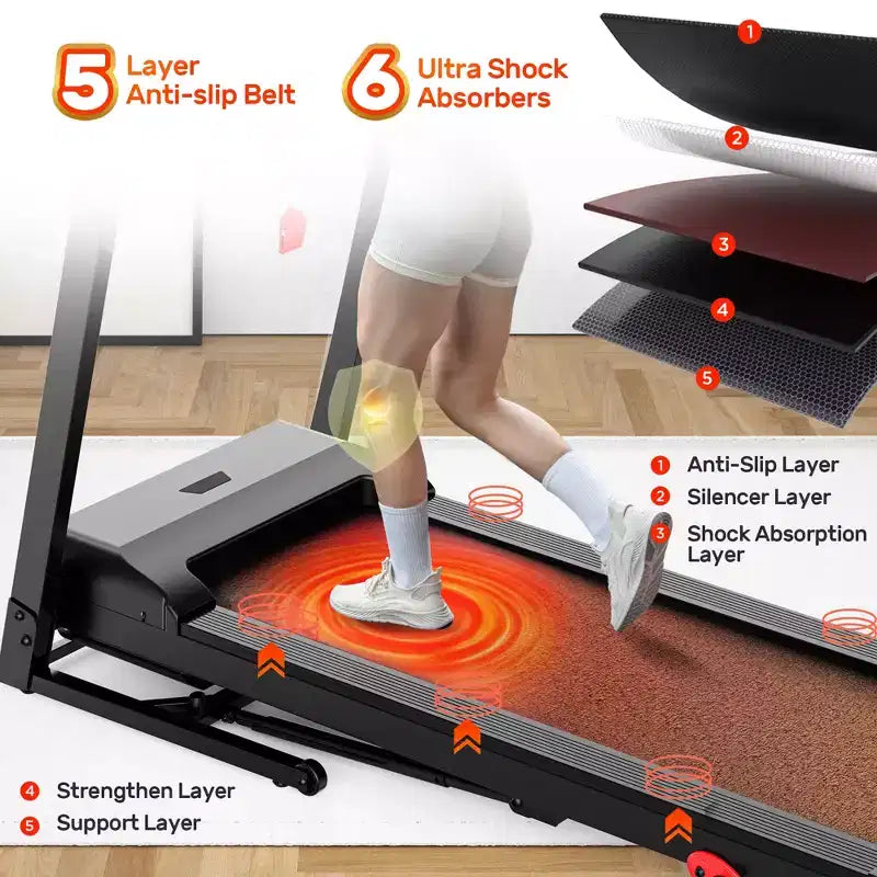 3.5HP Treadmill for Home, 300 lbs Capacity Foldable Treadmill w/ 64+7 Workouts, APP w/ Free Courses,Dual HiFi Speakers,Treadmill for Walking Running