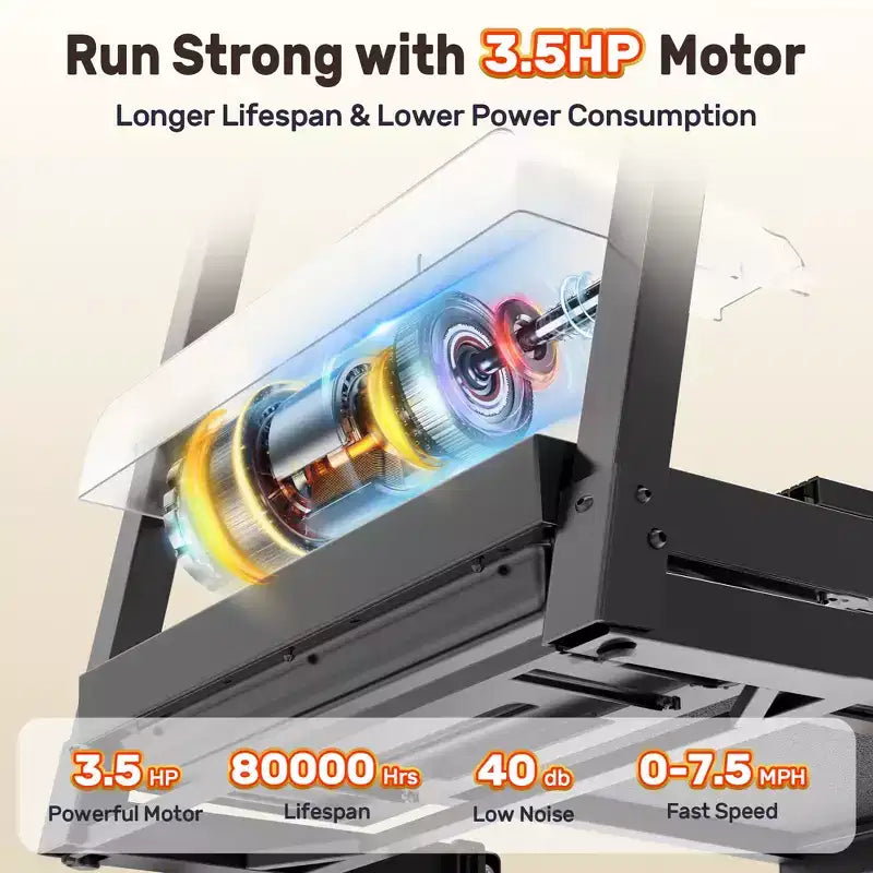 3.5HP Treadmill for Home, 300 lbs Capacity Foldable Treadmill w/ 64+7 Workouts, APP w/ Free Courses,Dual HiFi Speakers,Treadmill for Walking Running