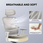 High-Back Ergonomic Office Chair  Breathable Mesh Gaming Chair with Adjustable Lumbar & 3D Armrests