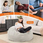 Okak Bean Bag Chair with Removable Washable Cover,Side Pocket & Carry Handle,Oversized Lounger Beanbag Chair,Easy Clean Design