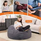 Okak Bean Bag Chair with Removable Washable Cover,Side Pocket & Carry Handle,Oversized Lounger Beanbag Chair,Easy Clean Design
