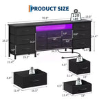 70 Inch TV Stand with 13 Drawers and LED Light for Bedroom & Living Room