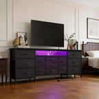 70 Inch TV Stand with 13 Drawers and LED Light for Bedroom & Living Room