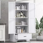 GDFStudio Chloe Modern Wood Freestanding Tall Bathroom Storage Cabinet with Double Doors and Drawer