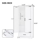 GDFStudio Chloe Modern Wood Freestanding Tall Bathroom Storage Cabinet with Double Doors and Drawer