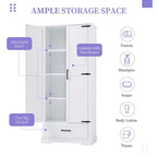 GDFStudio Chloe Modern Wood Freestanding Tall Bathroom Storage Cabinet with Double Doors and Drawer