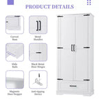 GDFStudio Chloe Modern Wood Freestanding Tall Bathroom Storage Cabinet with Double Doors and Drawer