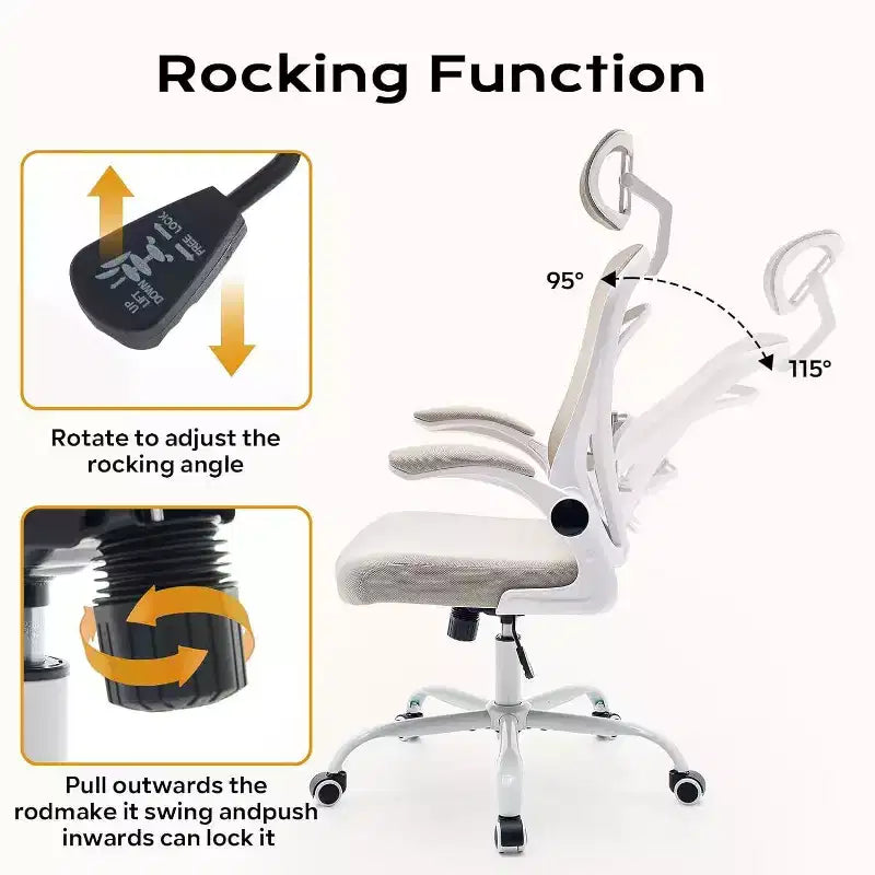 Ergonomic Office Chair, Computer Desk Chair Comfy with Flip-Up Armrests,Comfortable Lumbar Support Gaming Chairs for Bedroom,Study,Student,Wide Seat
