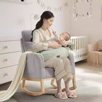 2 Pack Nursery Rocking Chair, Solid Wood Legs Glider Chair with Side Pocket, Comfortable Armchair for Living Room & Bedroom (Gray, Teddy)