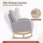 2 Pack Nursery Rocking Chair, Solid Wood Legs Glider Chair with Side Pocket, Comfortable Armchair for Living Room & Bedroom (Gray, Teddy)