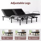 Dyonery Adjustable Bed Frame with Wireless Remote, Separate Head/Foot Lift, Zero-Gravity, Anti-Snore, Electric Bed Bases with 3 Height Options