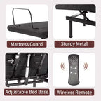 Dyonery Adjustable Bed Frame with Wireless Remote, Separate Head/Foot Lift, Zero-Gravity, Anti-Snore, Electric Bed Bases with 3 Height Options
