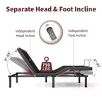 Dyonery Adjustable Bed Frame with Wireless Remote, Separate Head/Foot Lift, Zero-Gravity, Anti-Snore, Electric Bed Bases with 3 Height Options