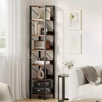 COZONY Bibliothèque étroite à 6 niveaux, étagère haute et étroite, cadre en métal rustique, meuble de rangement pour chambre à coucher et bureau.