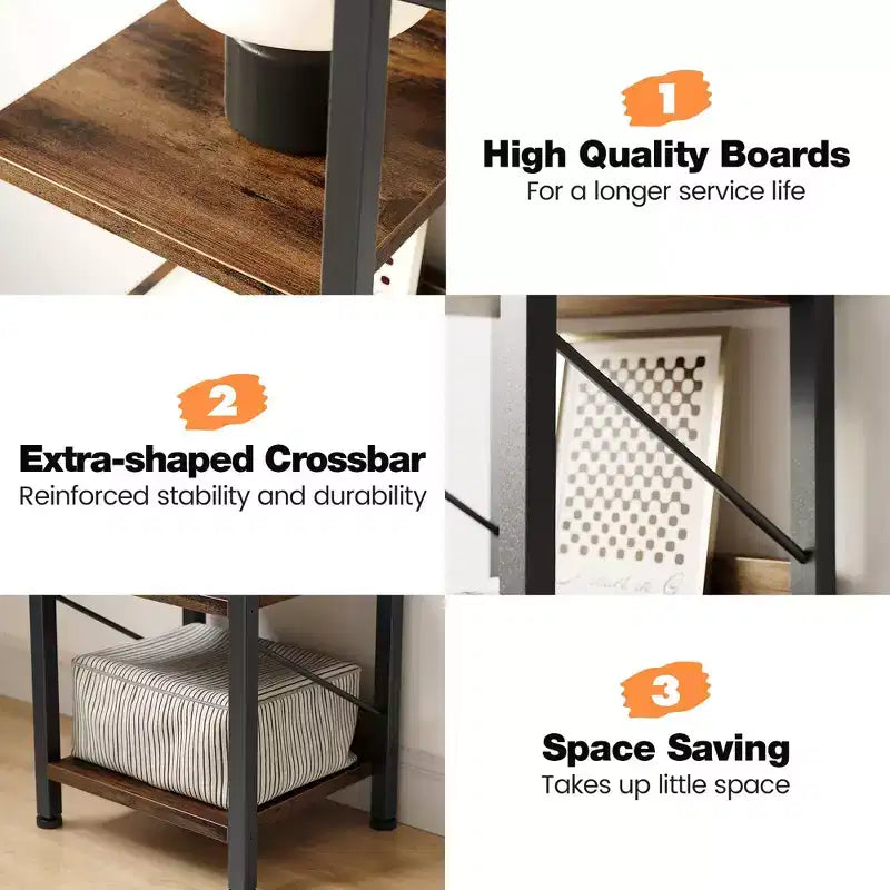 COZONY Bibliothèque étroite à 6 niveaux, étagère haute et étroite, cadre en métal rustique, meuble de rangement pour chambre à coucher et bureau.
