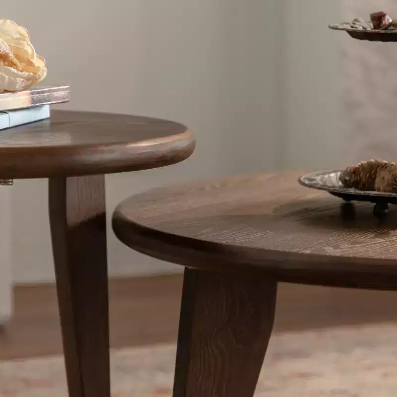 Table basse ronde en bois Maxax 31,4 po, table basse à 3 pieds coniques de style Mid-Century pour espaces bohèmes/fermette/modernes