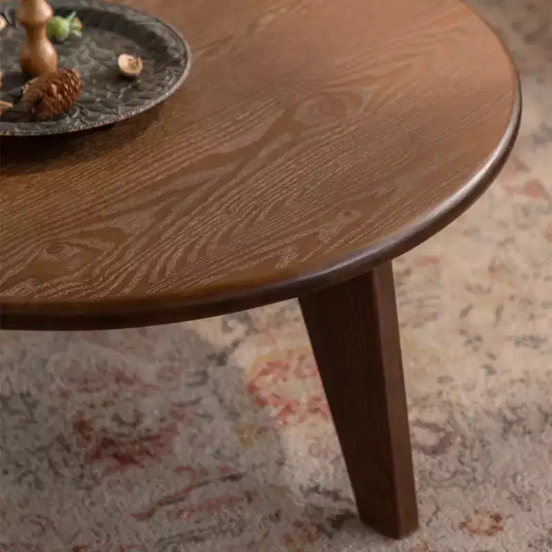 Table basse ronde en bois Maxax 31,4 po, table basse à 3 pieds coniques de style Mid-Century pour espaces bohèmes/fermette/modernes