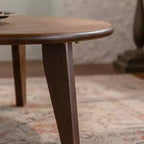 Table basse ronde en bois Maxax 31,4 po, table basse à 3 pieds coniques de style Mid-Century pour espaces bohèmes/fermette/modernes