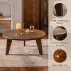 Table basse ronde en bois Maxax 31,4 po, table basse à 3 pieds coniques de style Mid-Century pour espaces bohèmes/fermette/modernes