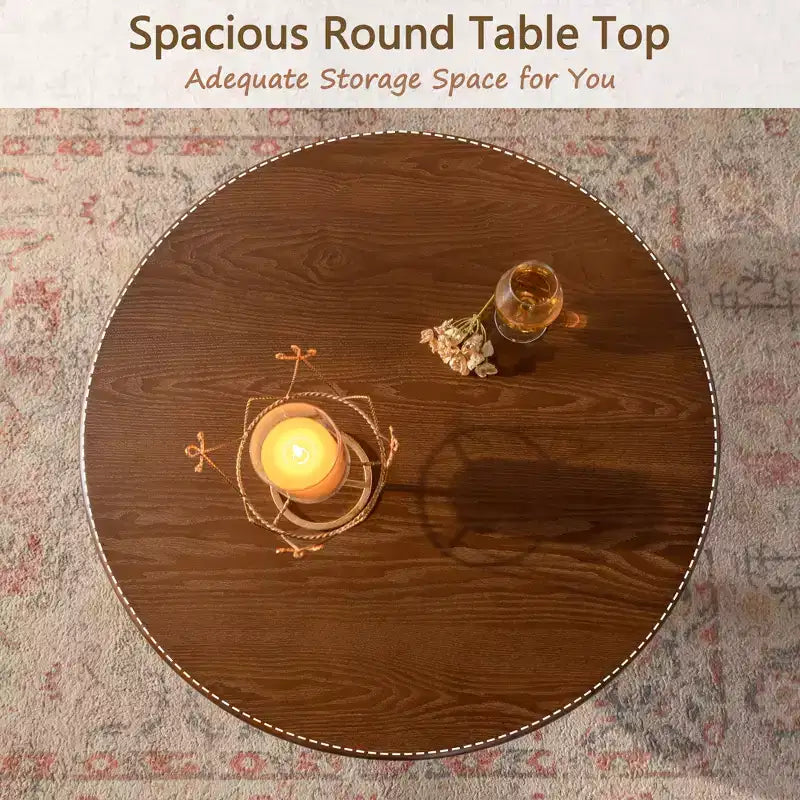 Table basse ronde en bois Maxax 31,4 po, table basse à 3 pieds coniques de style Mid-Century pour espaces bohèmes/fermette/modernes