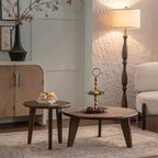 Table basse ronde en bois Maxax 31,4 po, table basse à 3 pieds coniques de style Mid-Century pour espaces bohèmes/fermette/modernes