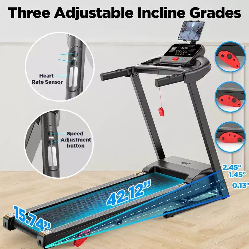 3HP Foldable Treadmill with Incline on sale, Easy Assembly, 5 LCD Display, 64 Preset Programs,Bluetooth, Compact Design for Home