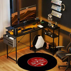 L Shaped Computer Desk with Charging Station and RGB Lights Reversible Corner Desk