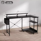 L Shaped Computer Desk with Charging Station and RGB Lights Reversible Corner Desk