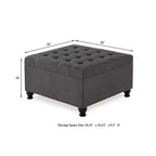 TUYOHW 30 Square Storage Ottoman with Button Tufted & Nail Trims Upholstered Foot Stool with Wooden Legs for Living Room, Bedroom, Entryway