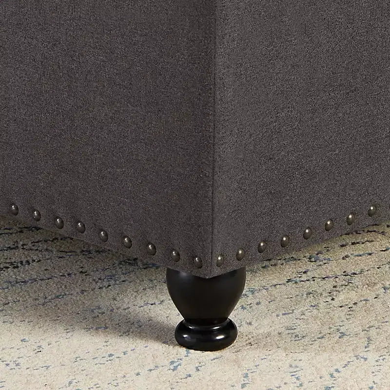 TUYOHW 30 Square Storage Ottoman with Button Tufted & Nail Trims Upholstered Foot Stool with Wooden Legs for Living Room, Bedroom, Entryway