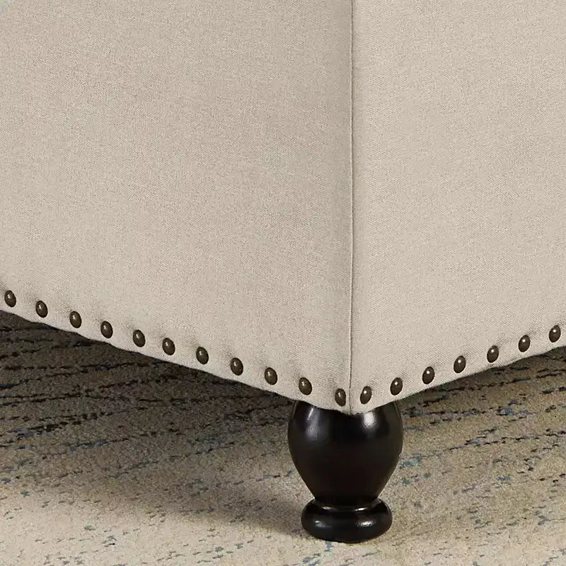 TUYOHW 30 Square Storage Ottoman with Button Tufted & Nail Trims Upholstered Foot Stool with Wooden Legs for Living Room, Bedroom, Entryway