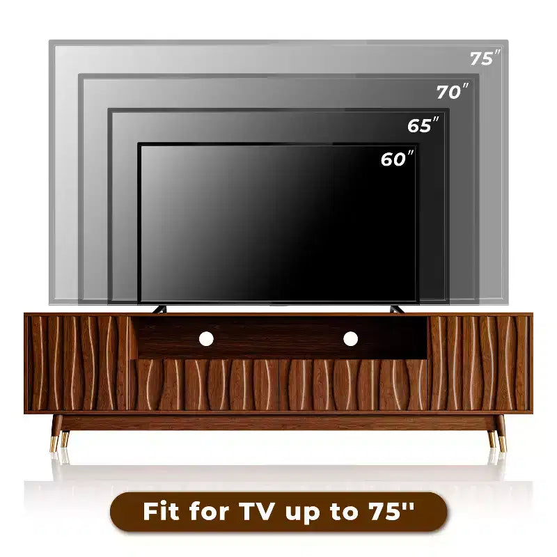 Meuble TV et Table Basse en Bois ATJafurn, Ensemble Meuble TV Moderne du Milieu du Siècle avec Rangement et Tiroir pour Salon, Console Multimédia jusqu'à 75 Pouces