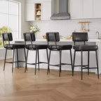 Bar Stools Set of 2, 26 Counter Height Bar Stools with Backs, Modern Faux Leather Upholstered Bar Stools with Metal Legs for Kitchen Island, Home Bar