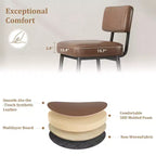 Bar Stools Set of 2, 26 Counter Height Bar Stools with Backs, Modern Faux Leather Upholstered Bar Stools with Metal Legs for Kitchen Island, Home Bar