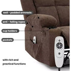 Fauteuil inclinable manuel surdimensionné avec massage par vibrations, inclinaison réglable à 155°, siège large et confortable, pour salon, chambre à coucher