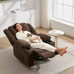 Fauteuil inclinable manuel surdimensionné avec massage par vibrations, inclinaison réglable à 155°, siège large et confortable, pour salon, chambre à coucher