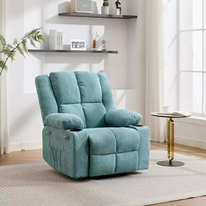 Fauteuil inclinable manuel surdimensionné avec massage par vibrations, inclinaison réglable à 155°, siège large et confortable, pour salon, chambre à coucher