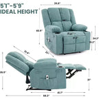 Fauteuil inclinable manuel surdimensionné avec massage par vibrations, inclinaison réglable à 155°, siège large et confortable, pour salon, chambre à coucher
